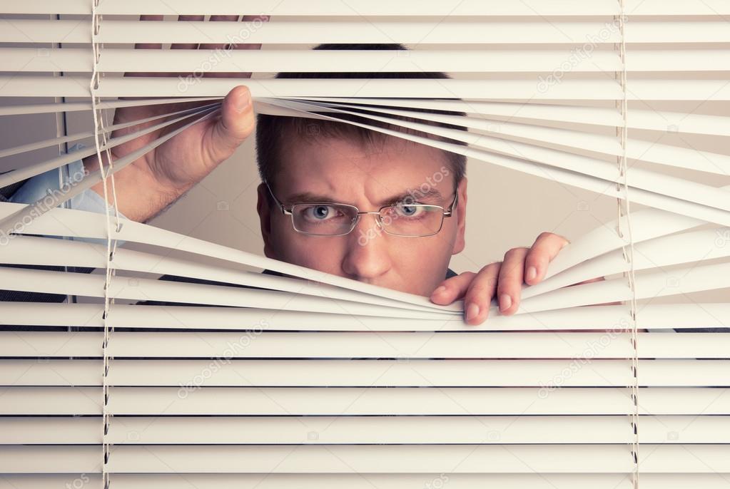 Man and window blinds Stock Photo by ©Nomadsoul1 35875495